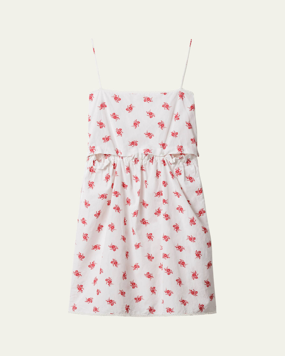 Floral Poplin Tank Top Knee-Length Dress